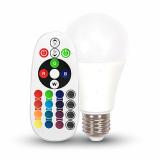 LED Bulb V-Tac - 6W E27 A60 RGB With Remote Control Warm White