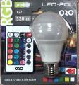 LED RGBW žárovka LED-POL 6,5W, 520lm, E27, dálkový ovladaè, ORO04112