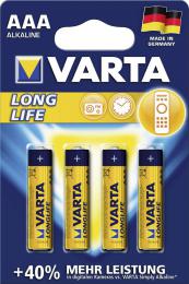 Baterie VARTA LONGLIFE LR03 alkalická AAA mikrotužka, blistr 4ks