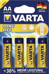 Baterie VARTA LONGLIFE LR6 alkalická 4 x AA, tužková, blistr 4ks