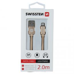 Datov kabel Swissten textile USB / Lightning 2,0 M zlat, 71523304