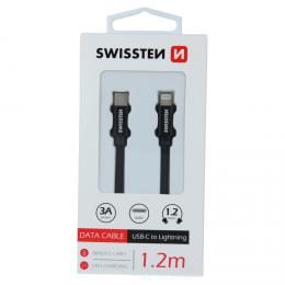 Datový kabel Swissten textile USB-C / Lightning 1,2 M èerný, 71525201