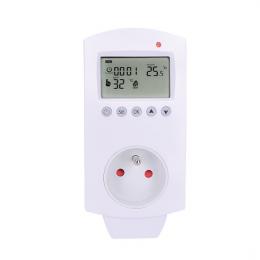 Termostaticky spínaná zásuvka, zásuvkový termostat, 230V/16A, režim vytápìní nebo chlazení, rùzné teplotní režimy, Solight DT40