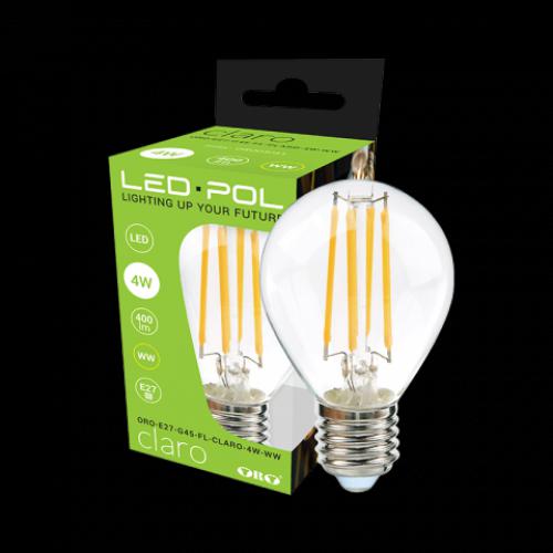 LED žárovka retro LED-POL Claro 4W, E27, 400lm, 4000K, DW, ORO04145