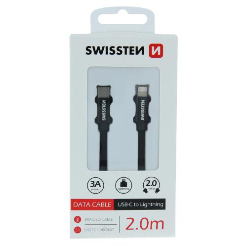 Nabíjecí datový kabel Swissten textile USB-C / Lightning 2,0m černý, 71529201