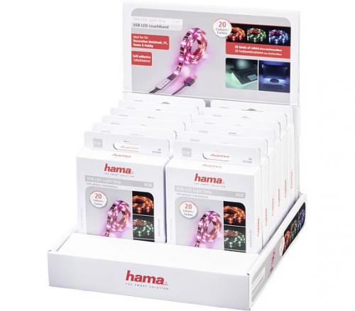 USB LED svìtelný pásek Hama s integrovaným ovládáním, RGB podsvícení, 1 m, 12344