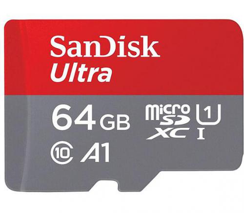 Pamì�ová karta SanDisk Ultra microSDXC 64GB 120MB/s A1 Class 10 UHS-I, s adaptérem, SDSQUA4-064G-GN6MA, 186504