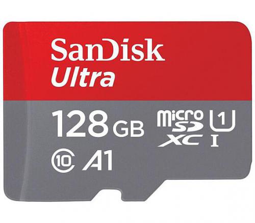 Pamì�ová karta SanDisk Ultra microSDXC 128GB 120MB/s A1 Class 10 UHS-I, s adaptérem, SDSQUA4-128G-GN6MA, 186505