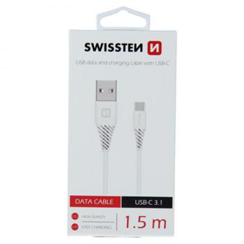 Datový kabel Swissten USB / USB-C 3.1 o délce 1,5 m bílý, 71504400