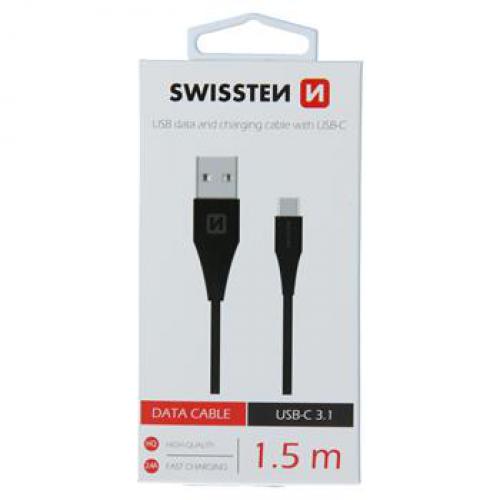 Datový kabel Swissten USB / USB-C 3.1 o délce 1,5 m èerný, 71504401