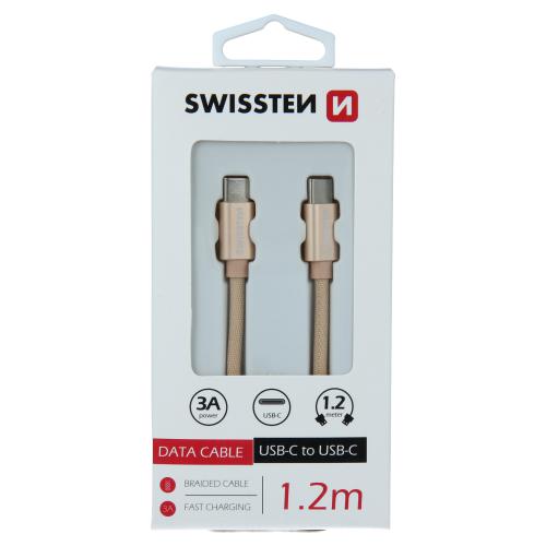 Datový kabel Swissten USB-C / USB-C, 1,2 m, zlatý, 71527204