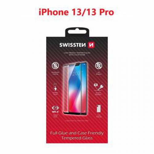Ochranné sklo Swissten Full Glue, color Frame, case Friendly Apple iPhone 13/13 Pro èerné, 54501803