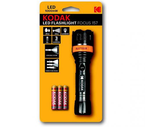 LED svtilna Kodak Focus 120 Flashlight, 30 Lumen + 3x AAA Extra Heavy Duty, IP62, 227252