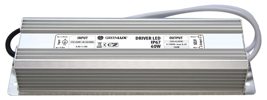 DRIVER LED IP67 60W Elektronický transformátor Greenlux GXLD026 - zvìtšit obrázek
