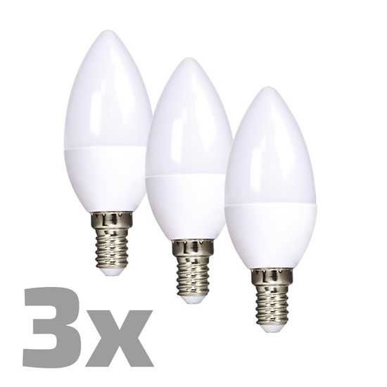 ECOLUX LED žárovka 3-pack, svíèka, 6W, E14, 3000K, 450lm, 3ks, Solight WZ431-3 - zvìtšit obrázek