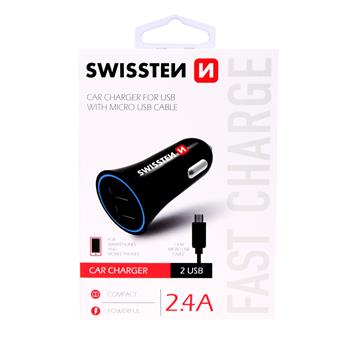 CL adaptér Swissten 2,4A Power 2x USB  + kabel micro USB, 20110900 - zvìtšit obrázek