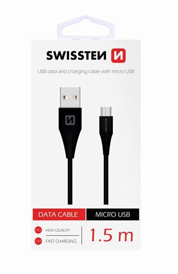 Datový kabel Swissten USB / micro USB 1,5 m èerný (6,5mm), 71504301 - zvìtšit obrázek