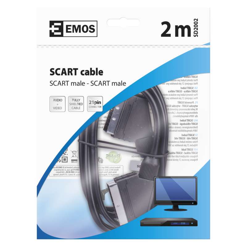 AV kabel SCART - SCART 2m EMOS SD2002 - zvìtšit obrázek