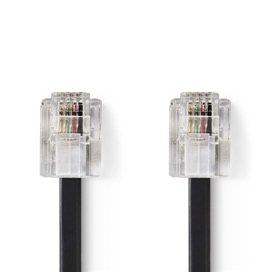 VL telecom RJ11 NEDIS prodlužovací kabel, èerná, 5m, TCGP90200BK50 - zvìtšit obrázek