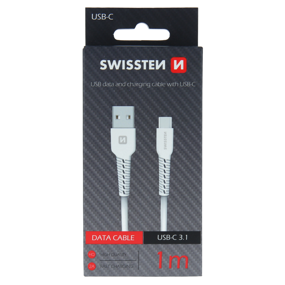 Datový kabel Swissten USB / USB-C 1,0 m bílý, 71505531 - zvìtšit obrázek