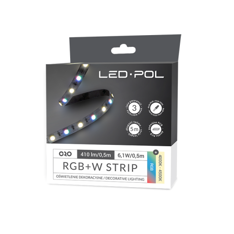 LED pásek LED-POL ORO-STRIP-300L-5050-NWD-RGBW, DC 12V, 410lm/0,5, 5m, 6,1W/05m, 4000-4500K, 10mm, ORO09075 - zvìtšit obrázek