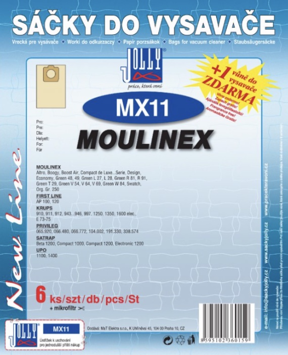 Sáèky do vysavaèe Jolly MX11 Moulinex papírové (6ks) + 1 vùnì zdarma - zvìtšit obrázek