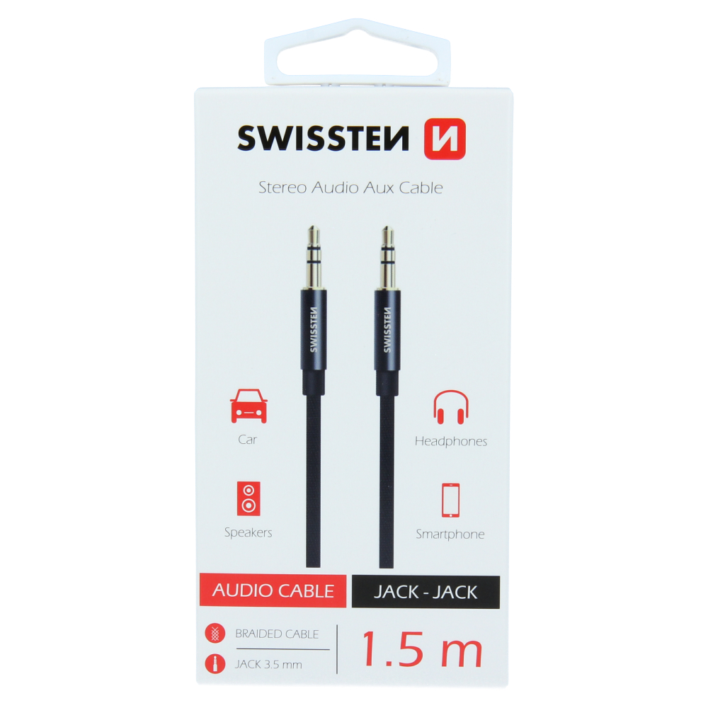Audio kabel Swissten textile AUX Jack - Jack 1,5M èerný - 73501101 - zvìtšit obrázek