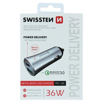 Autonabíjeèka CL adaptér Swissten Power Delivery 36W USB-C + Quick Charge 3.0, støíbrný, 20111640 - zvìtšit obrázek