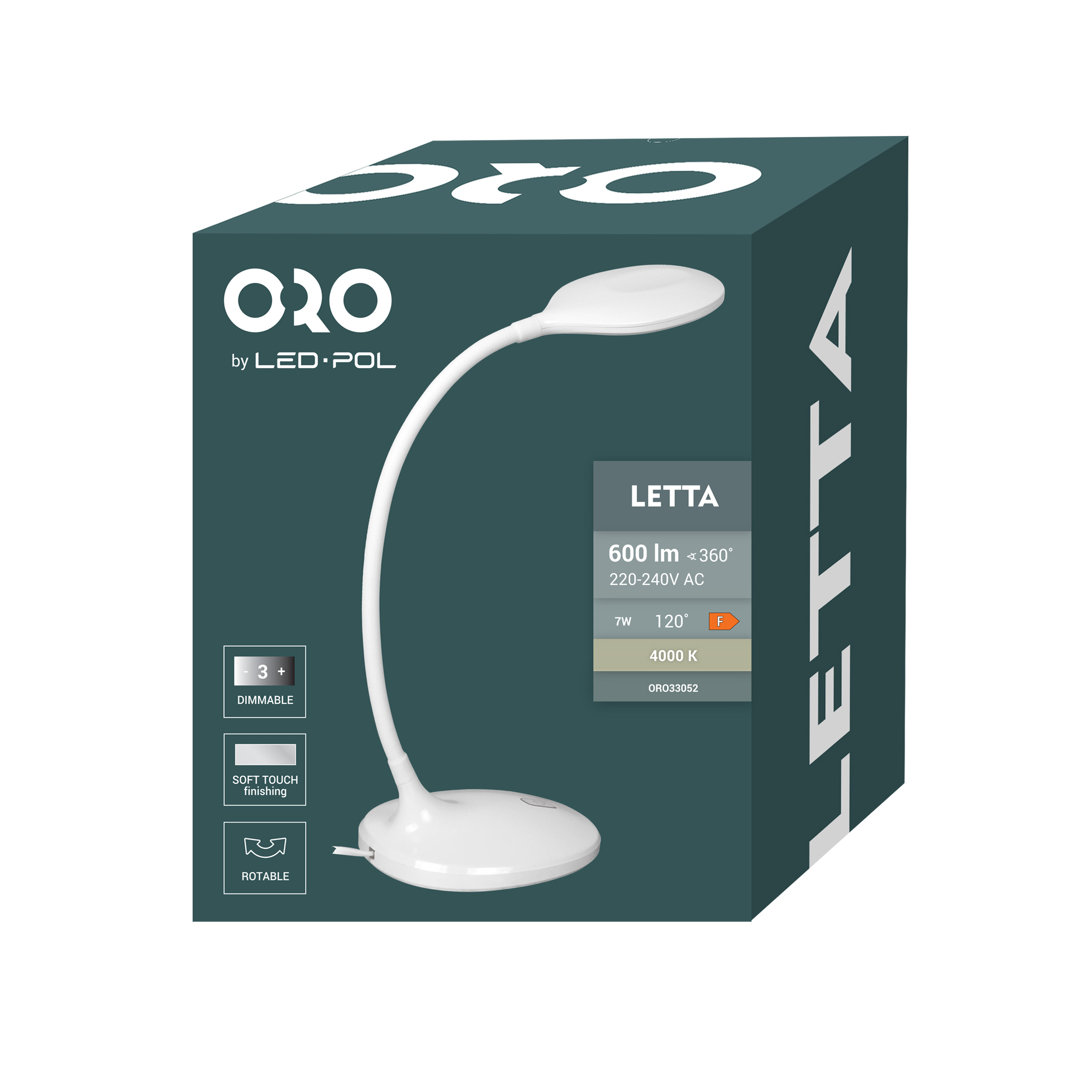 LED lampièka ORO LETTA LED W 7W, 4000K, 600lm, DIMM, IP20, bílá, ORO33052 - zvìtšit obrázek