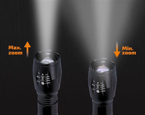 LED nabíjecí svítilna, 300lm, Cree, fokus, Li-Ion, USB nabíjení, power banka, Solight WN26 - zvìtšit obrázek